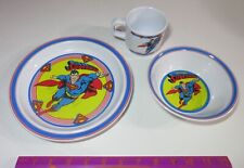 Rare Vintage 1987 Superman Three-Piece Melamine Dinnerware Set Enesco DC Comics picture