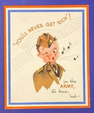 Vintage WWII Greeting Card Patriotic Military Army 1940s WWII UNUSED picture
