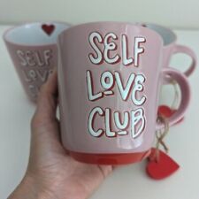 Self Love Club Mugs Ceramic Cups LOT of 3 Pink Embossed Thoughtful Gift NWT picture