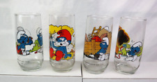 Vintage 80s Smurf Drinking Glasses 1982 Peyo Wallace Berrie Co. Lot of 4 picture