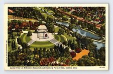 Postcard Ohio Canton OH McKinley Memorial PArk Aerial 1945 Posted Linen picture