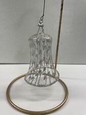 Vintage De Carlini Italy Clear Glass Bell Christmas Ornament Hand Painted Silver picture
