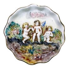 Capodimonte Italy Angel Cherub Putti Naked Baby Trinket Tray Plate 5.75” picture