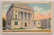 Springfield MA Masonic Temple Massachusetts Postcard F25 picture