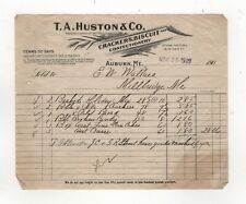 1909 TA HUSTON CO BILLHEAD CRACKERS BISCUITS CONFECTIONARY MAIN ST AUBURN ME picture
