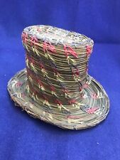 VINTAGE ANTIQUE NATIVE AMERICAN MINIATURE WOVEN PINE NEEDLE STOVE PIPE TOP HAT picture