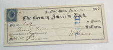 Antique 1877 Bank Draft, Check, The German American Bank of St Paul Minnesota MN picture