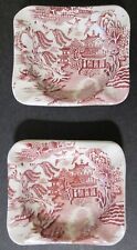 TWO VINTAGE ROYAL ALMA ENGLAND ASHTRAYS  Porcelain w/ Asian Motif ~ 3” x 2 3/4” picture