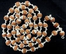 Rudraksha Chikna (Pathri) Beads Mala in Pure Silver - 8mm - 54 Beads - Certified picture
