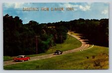 Scenic Road Trip Classic Cars Clarion, Iowa IA VINTAGE Postcard picture