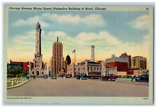 c1940's Chicago Ave Water Tower (Palmolive Building in Rear) Chicago IL Postcard picture