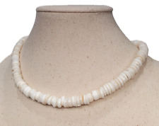Vintage Real Hawaii White and Cream Puka Shells 16 Inch Necklace Barrel Clasp picture