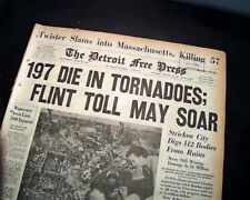 Flint MI-Worcester Massachusetts Tornadoes Outbreak Disaster 1953 Newspaper  picture