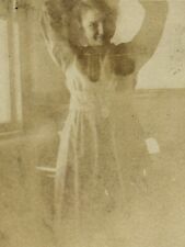 1Q Photograph Pretty Woman Putting Up Hair Faded Out Image Dress 1920's Cute picture