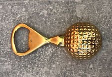 Brass Plated Cast Metal Golf Ball Bottle Opener Paperweight Vintage picture