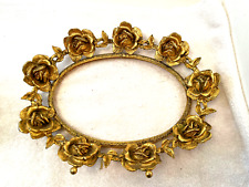 VTG Stylebuilt 24K Gold Plated Brass Rose Picture Frame Tray Clock REPAIR picture