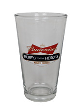 Budweiser 'Here's To The Heroes' Armed Forces Anheuser Busch Beer Glass picture
