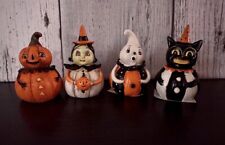 Johanna Parker Mini Pumpkin Peeps Ghost, Witch, Cat, Pumpkin Figurine Set x4 picture