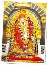 Sai Baba Poster/Reprint Hindu God Picture with Glitters (Unframed : Size 5