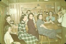 1950s Group Of Young Women + Men in Bar Drinking Vintage 35mm Slide picture