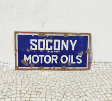1920s Vintage Socony Motor Oils Advertising Enamel Sign Rare Automobile EB454 picture