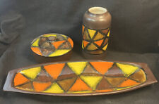 Bitossi Aldo Londi Vetrata 3 Piece Set  Long Shallow Bowl ,  Covered Dish & Vase picture