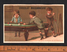 Children Playing Billiards Very Rare French Chocs Calendar Trade Card 1887 Sport picture