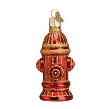 Old World Christmas Red Fire Hydrant Fireman First Responder Tree Glass Ornament picture