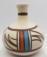VTG Small Round Native American Vase Signed White Mesa 3.5