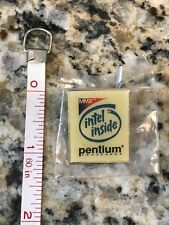 Vintage Intel Pentium processor w/MMX technology color logo'd metal gold pin NEW picture