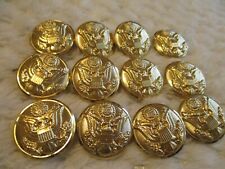 12- 7/8 inch  GREAT SEAL ARMY CLASS A Buttons WATERBURY WIDE SHANK Gold Tone picture