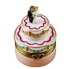Rochard Limoges Mini Wedding Cake with Bride and Groom Trinket Box picture