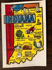 Vintage 1960’s - Indiana State Map Decal & Sleeve - Tourist, Travel, Souvenir picture