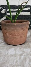 Vtg Sgraffito Thick Terracotta Clay Planter picture