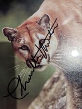 Charlton Heston Signed BC Wildlife Federation Cougar Mountain Lion NRA Framed picture