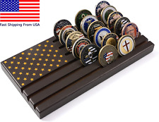 6 Rows Military Challenge Coin Display Rack American Flag Coin Holder Wood 30-36 picture
