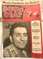 Tony Bennett Signed Autographed Down Beat Magazine 1952 In Person Photo Proof picture