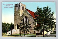 Boulder CO-Colorado, First Congregational Church, Religion, Vintage Postcard picture