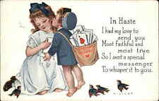 Gibson Valentine Fantasy Cupid Mailman Delivery Worker Vintage Postcard picture