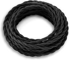 28 Ft Black Twisted Cloth Covered Wire Vintage Antique Lamp Cord Electrical Wire picture