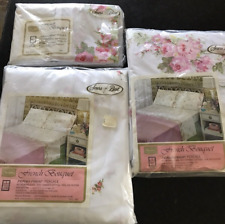 Vtg Sears French Bouquet Full Sz Pink Floral Sheet Set NEW in PKG 4 Pc. Set NIP picture