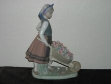 Lladro Figurine Barrow of Blossoms #1419 Girl with Wheelbarrow and Flowers picture