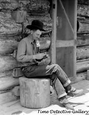 Cowboy Rolling a Cigarette, Pie Town, New Mexico - 1940 - Vintage Photo Print picture