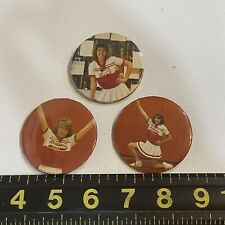 VINTAGE c 1980s? Lot Of 3 CHEERLEADER Pinback Buttons (Red & White Uniform) T040 picture