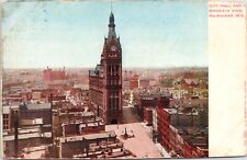 C.1907 Milwaukee WI City Hall Birds Eye Aerial View UNP Wisconsin Postcard A334 picture