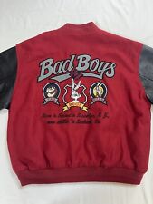 Vintage Looney Tunes Bomber Jacket Leather Wool Bad Boys 90s Bugs Bunny Taz Lg picture