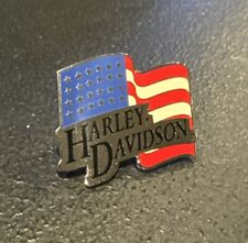 NOS Vintage Harley-Davidson Waving Flag Hat Vest Pin Patriotic picture