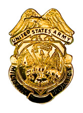 UNITED STATES ARMY SHIELD BADGE LAPEL PIN: Gold, Military Police picture