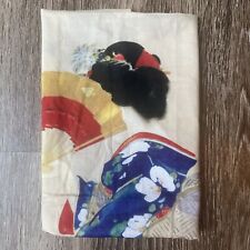 Kyoto geisha girl tenugui fabric, geisha art japanese geisha in the sea Fabric picture