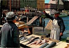 Fish Market, Bergen, Norway chrome Postcard picture